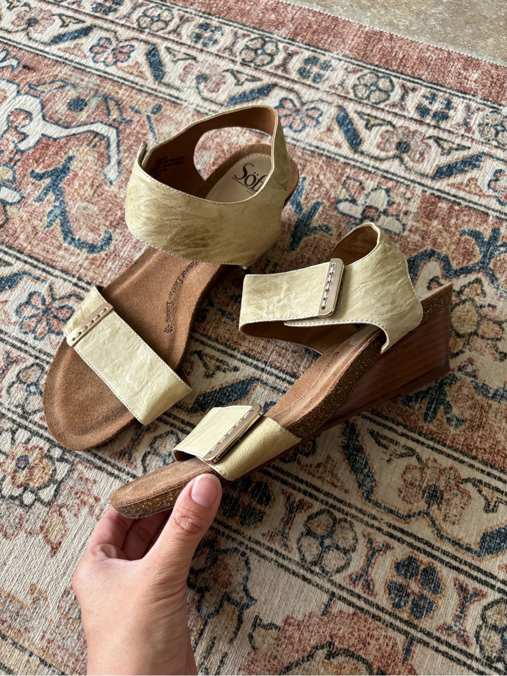 Sofft Verdi II Strappy Sandals Womens Size 9M Leather Wedge Heel Slingback